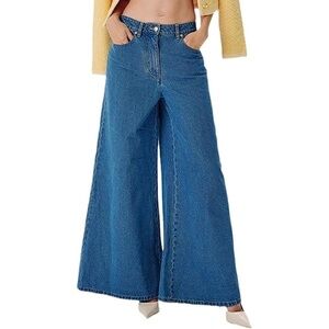 Ronny Kobo Ronnys 70s Wide Leg Flare Denim Jeans - Indigo Wash (23)